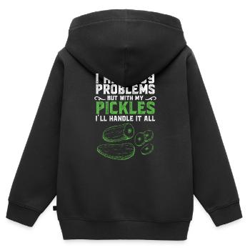 J’ai des problèmes mais avec mes cornichons - Sweat Premium à capuche zippé enfant bio - noir - Dos - AI Model Kid Male (0cm)