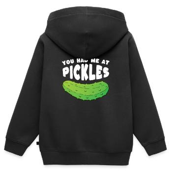 Tu m’as eu à Pickles - Sweat Premium à capuche zippé enfant bio - noir - Dos - AI Model Kid Male (0cm)
