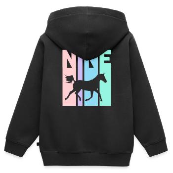 9 ans fille cheval cadeau anniversaire - Sweat Premium à capuche zippé enfant bio - noir - Dos - AI Model Kid Male (0cm)