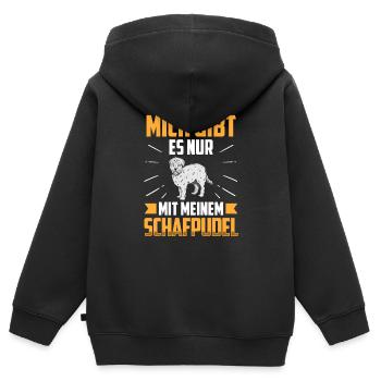 Nur mit meinem Schafpudel altdeutscher Hütepudel - Kinder Premium Organic Zip Hoodie - Schwarz - Hinten - AI Model Kid Male (0cm)