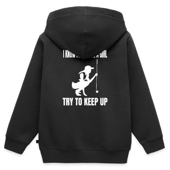 Golf Golfer Filles Golf Club Balle de golf - Sweat Premium à capuche zippé enfant bio - noir - Dos - AI Model Kid Male (0cm)
