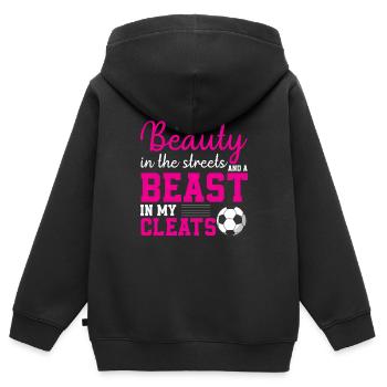 Ich bin eine Schönheit auf der Straße und ein Biest in meinen Stollenschuhen - Kinder Premium Organic Zip Hoodie - Schwarz - Hinten - AI Model Kid Male (0cm)