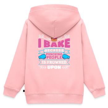 Funny I Baked Because Punching People Is Frowned U - Kinder Premium Organic Zip Hoodie - Rosa - Hinten - AI Model Kid Female (0cm)