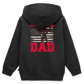 Powerlifting Papa Haltérophilie Père Entraînement Amer - Sweat Premium à capuche zippé enfant bio - noir - Dos - AI Model Kid Male (0cm)