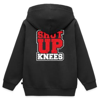 Drôle Shut Up Knees Gym Workout Running Training L - Sweat Premium à capuche zippé enfant bio - noir - Dos - AI Model Kid Male (0cm)