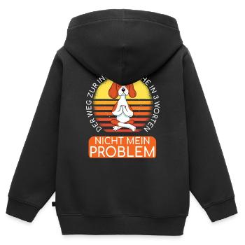 Der Weg zu innerer Ruhe - Lustiger Yoga Hund - Kinder Premium Organic Zip Hoodie - Schwarz - Hinten - AI Model Kid Male (0cm)