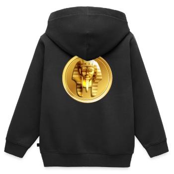 tutankhamun gold coin Design for a mummies lover - Kids Premium Organic Zip-up Hoodie - black - Back - AI Model Kid Male (0cm)