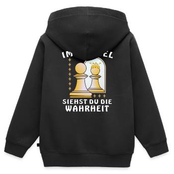 IM SPIEGEL SIEHST DU DIE WAHRHEIT - Kinder Premium Organic Zip Hoodie - Schwarz - Hinten - AI Model Kid Male (0cm)
