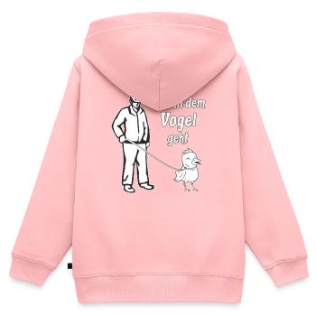 DER MIT DEM VOGEL GEHT - Kinder Premium Organic Zip Hoodie - Rosa - Hinten - AI Model Kid Female (0cm)