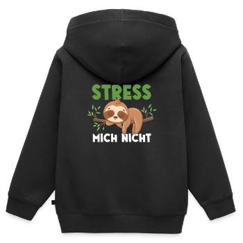 Faultier Stress Mich Nicht - Kinder Premium Organic Zip Hoodie - Schwarz - Hinten - AI Model Kid Male (0cm)
