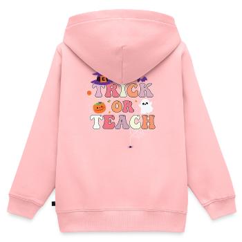Trick ou Teach - Sweat Premium à capuche zippé enfant bio - rose - Dos - AI Model Kid Female (0cm)