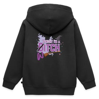 Ce soir, I M A Witch - Sweat Premium à capuche zippé enfant bio - noir - Dos - AI Model Kid Male (0cm)