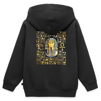 hiéroglyphes pharaon Conception pour un pharaon - Sweat Premium à capuche zippé enfant bio - noir - Dos - AI Model Kid Male (0cm)