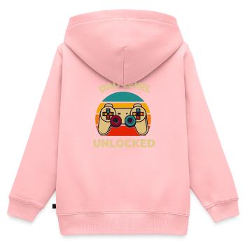 Dad Level Unlocked - Kinder Premium Organic Zip Hoodie - Rosa - Hinten - AI Model Kid Female (0cm)