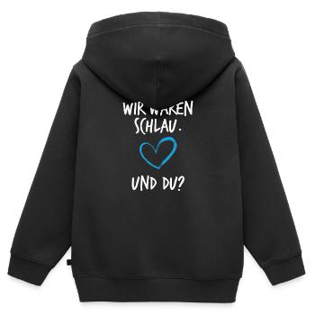 Wir Waren Schlau und du Schwangerschaft - Kinder Premium Organic Zip Hoodie - Schwarz - Hinten - AI Model Kid Male (0cm)