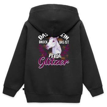 Pferd Reiterin Das ist kein Dreck - Kinder Premium Organic Zip Hoodie - Schwarz - Hinten - AI Model Kid Male (0cm)