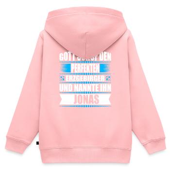 Erzgebirge Mann Namen Sachsen Jonas - Kinder Premium Organic Zip Hoodie - Rosa - Hinten - AI Model Kid Female (0cm)