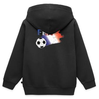 Drapeau France - Sweat Premium à capuche zippé enfant bio - noir - Dos - AI Model Kid Male (0cm)