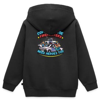 Les flics parce que les pompiers ont aussi besoin de héros - Sweat Premium à capuche zippé enfant bio - noir - Dos - AI Model Kid Male (0cm)