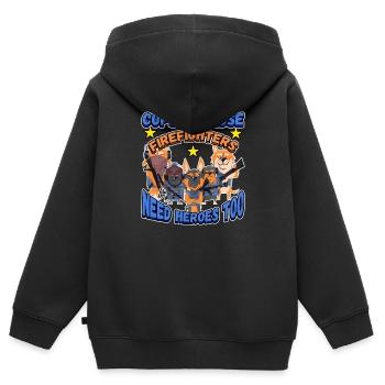 Les flics parce que les pompiers ont aussi besoin de héros - Sweat Premium à capuche zippé enfant bio - noir - Dos - AI Model Kid Male (0cm)