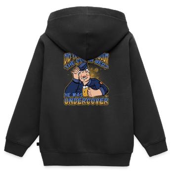 Avez-vous entendu parler du flic au lit qu’il était - Sweat Premium à capuche zippé enfant bio - noir - Dos - AI Model Kid Male (0cm)