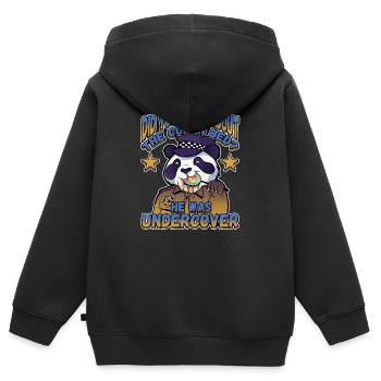 Avez-vous entendu parler du flic au lit qu’il était - Sweat Premium à capuche zippé enfant bio - noir - Dos - AI Model Kid Male (0cm)