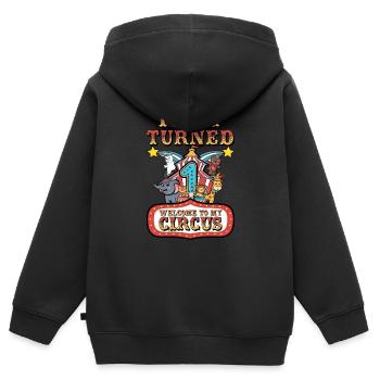 1. Geburtstag Kind - Kinder Premium Organic Zip Hoodie - Schwarz - Hinten - AI Model Kid Male (0cm)