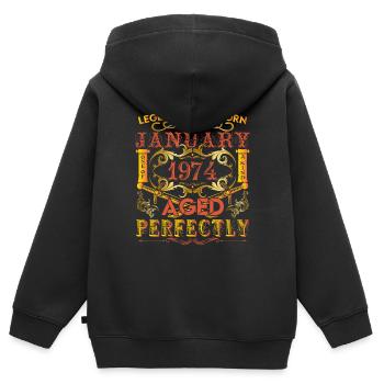 Januar 1974 - Geburtstag 1974 wurden Legenden geboren. - Kinder Premium Organic Zip Hoodie - Schwarz - Hinten - AI Model Kid Male (0cm)