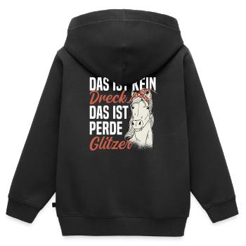Pferd Reiterin Das ist kein Dreck - Kinder Premium Organic Zip Hoodie - Schwarz - Hinten - AI Model Kid Male (0cm)