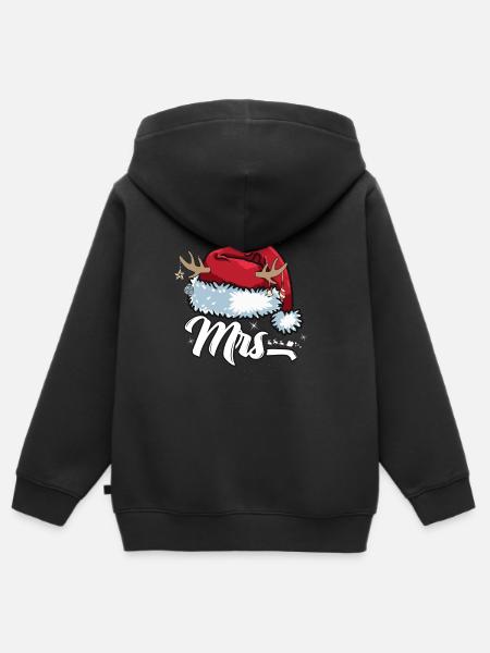 Weihnachtsmann Mütze Mrs. Outfit zu Weihnachten - Premium børne zip-hættetrøje økologisk - sort