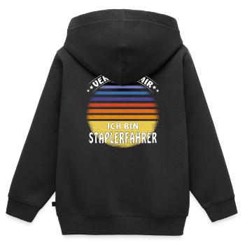 VERTRAUT MIR ICH BIN STAPLERFAHRER - Kinder Premium Organic Zip Hoodie - Schwarz - Hinten - AI Model Kid Male (0cm)