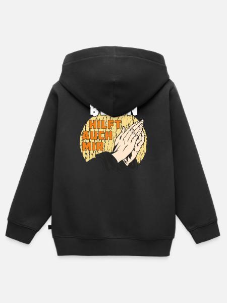BETEN HILFT AUCH MIR - Kinder Premium Organic Zip Hoodie - Schwarz