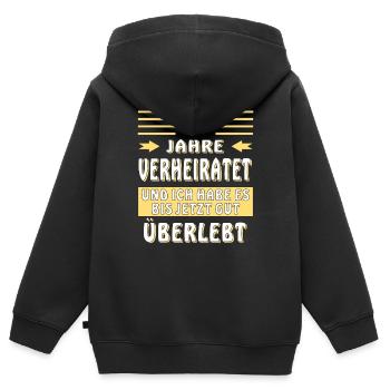 9 JAHRE VERHEIRATET - Kinder Premium Organic Zip Hoodie - Schwarz - Hinten - AI Model Kid Male (0cm)