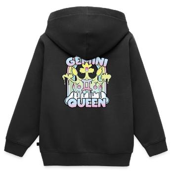 Reine des Gémeaux - Sweat Premium à capuche zippé enfant bio - noir - Dos - AI Model Kid Male (0cm)
