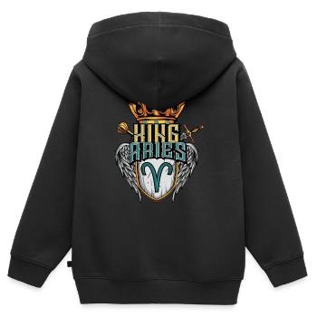 Widder Sternzeichen - Kinder Premium Organic Zip Hoodie - Schwarz - Hinten - AI Model Kid Male (0cm)
