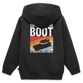 Boot Yacht Jolle Kajak Fan Geschenk Kapitän Schiff - Kinder Premium Organic Zip Hoodie - Schwarz - Hinten - AI Model Kid Male (0cm)