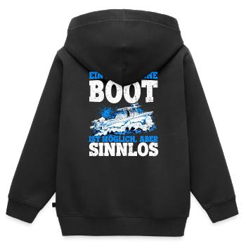 Boot Yacht Jolle Kajak Fan Geschenk Kapitän Schiff - Kinder Premium Organic Zip Hoodie - Schwarz - Hinten - AI Model Kid Male (0cm)
