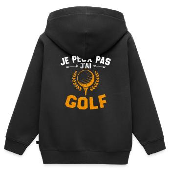 Je Peux Pas J'ai Golf Cadeau Pour Joueur De Golf - Sweat Premium à capuche zippé enfant bio - noir - Dos - AI Model Kid Male (0cm)