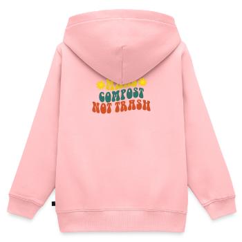 Faire du compost pas des déchets, vermiculture fermier - Sweat Premium à capuche zippé enfant bio - rose - Dos - AI Model Kid Female (0cm)