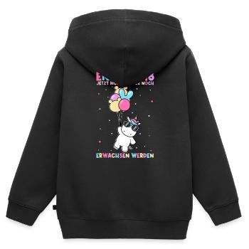 Endlich 18 Jetzt Muss Ich Nur Noch Erwachsen Werde - Kinder Premium Organic Zip Hoodie - Schwarz - Hinten - AI Model Kid Male (0cm)