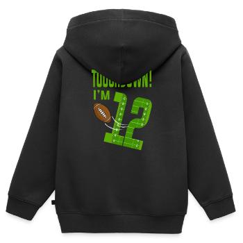 Fußballspieler Touchdown Ich bin 12 Fußball Geburtstag - Kinder Premium Organic Zip Hoodie - Schwarz - Hinten - AI Model Kid Male (0cm)