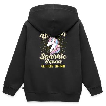 Unicorn Sparkle Squad Cutter Captain - Kinder Premium Organic Zip Hoodie - Schwarz - Hinten - AI Model Kid Male (0cm)