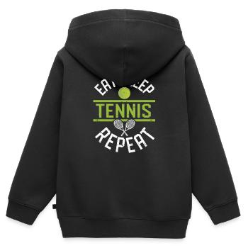 Lustiger Sportspieler Trainer Fan Essen Schlafen - Kinder Premium Organic Zip Hoodie - Schwarz - Hinten - AI Model Kid Male (0cm)