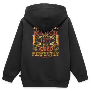 März 1977 - Geburtstag 1977 wurden Legenden geboren. - Kinder Premium Organic Zip Hoodie - Schwarz - Hinten - AI Model Kid Male (0cm)