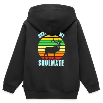 Hunting Is My Soulmate Retro Hunter Designs - Kinder Premium Organic Zip Hoodie - Schwarz - Hinten - AI Model Kid Male (0cm)