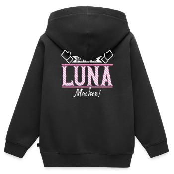Luna Geschenkidee Geschenk Geburtstag - Kinder Premium Organic Zip Hoodie - Schwarz - Hinten - AI Model Kid Male (0cm)