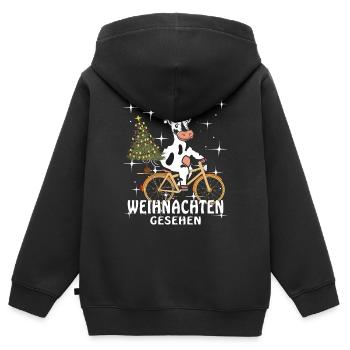 KUH FAHRRAD ICH HABE WEIHNACHTEN GESEHEN - Kinder Premium Organic Zip Hoodie - Schwarz - Hinten - AI Model Kid Male (0cm)