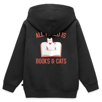 All I need is books - Kinder Premium Organic Zip Hoodie - Schwarz - Hinten - AI Model Kid Male (0cm)