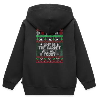 Warum ist der Teppich ganz nass Todd? - Kinder Premium Organic Zip Hoodie - Schwarz - Hinten - AI Model Kid Male (0cm)