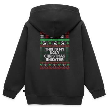 Das ist mein hässlicher Weihnachtspullover - Kinder Premium Organic Zip Hoodie - Schwarz - Hinten - AI Model Kid Male (0cm)